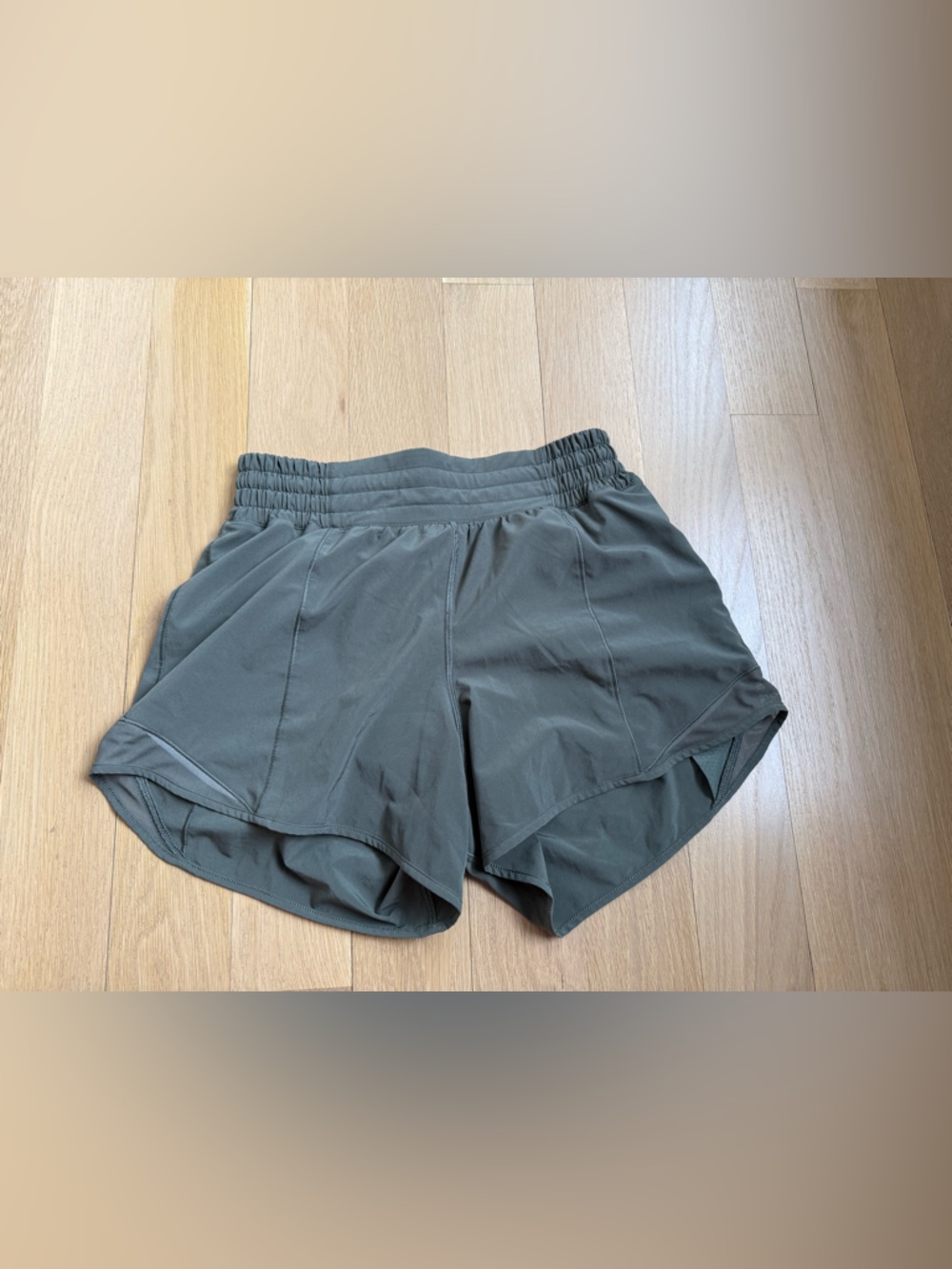 Hotty Hot High-Rise Lined Short 4 inch Olive. Well loved. size 4